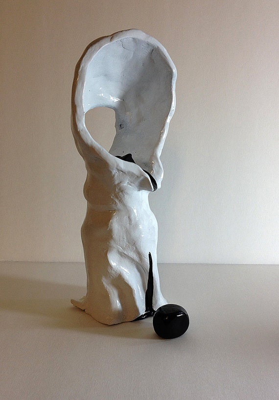Original abstract sculpture, clay sculpture, abstract figuarative sculpture.