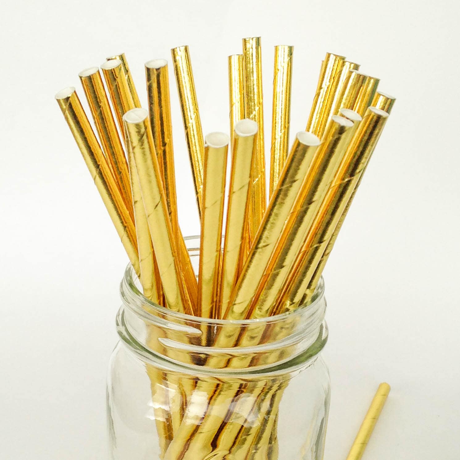 Metallic Gold Paper Straws Gold Solid Color Paper Straws Shiny