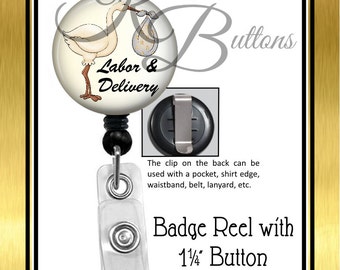 Labor & Delivery Badge Reel, Stork Badge Reel, Labor and Delivery Badge Reel, Retractable Badge Reel, Medical Badge Reel, BRM014