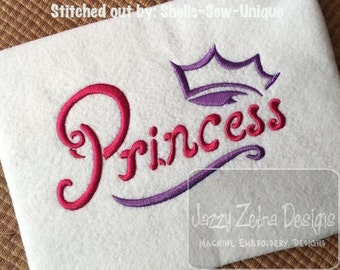 Princess Crown Satin Stitch Outline Embroidery Design - princess Embroidery Design - crown Embroidery Design - girl Embroidery Design