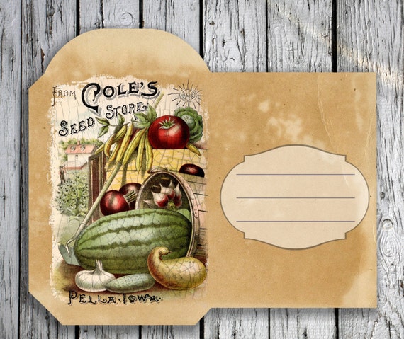 VINTAGE 3 Printable DIY Seed Packet Download Digital Collage