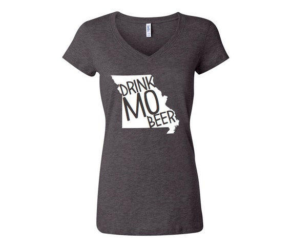 Drink MO Beer Heather Gray Women's V-Neck T-Shirt