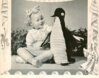 CROCHET PATTERN Vintage Penguin Toy Stuffed Animal Instant Download PDF