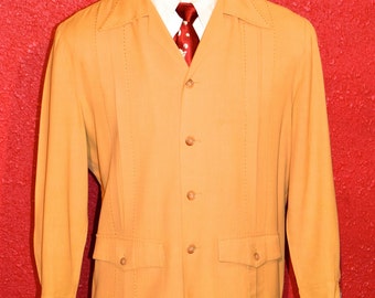 Late 40s / Early 50s Mustard Yellow Gabardine Palmland Cubano or Hollywood Jacket ML