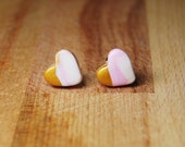 Studs - Heart Earrings - Pink Gold White - Stud Earrings - Minimal Earrings - Heart Jewellery - Studio Pickles - Dorset Team