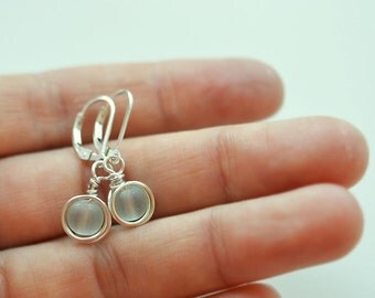 Sea foam sea glass earrings lever back earrings leverback sterling silver earrings sea glass jewelry dangle earrings wire wrapped earrings