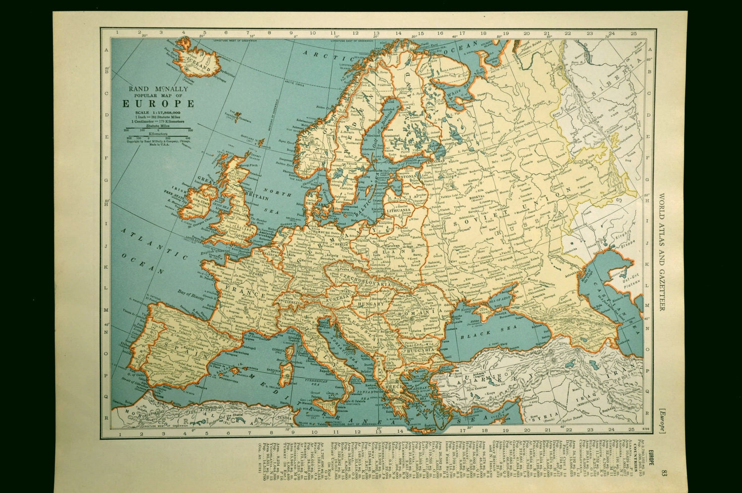 Europe Map Europe Vintage Mediterranean 1930s by MapsBooksEphemera