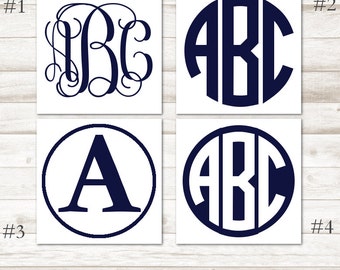 Navy Blue Monogram Decal – Dark Blue Vinyl Decal – Steel Blue Vinyl Monogram – Navy Blue Yeti Decal – Dark Blue Personalized Decal D220