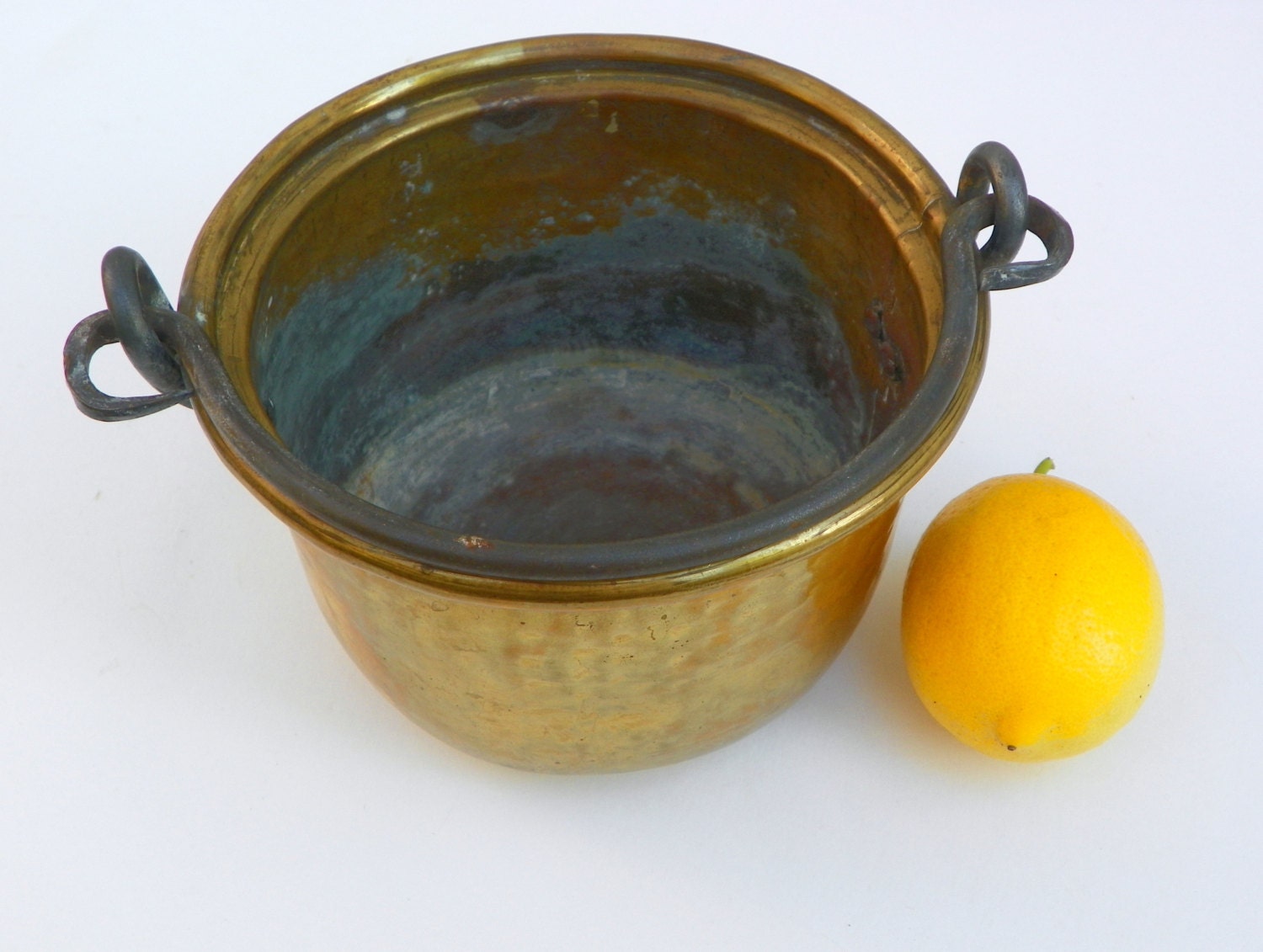 Vintage Brass Jam Pot Brass Bucket Planter Hammered Brass