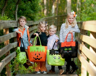 Halloween Totes, Trick or Treat Totes, Trick or Treat Bag, Candy Bag, Halloween Bag, Halloween Character Tote, Trick or Treat Bag, Fall Tote