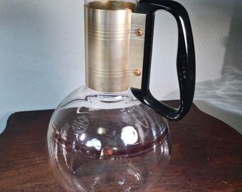 6 cup Silex Carafe Pyrex glass Bakelite handle and Gold Anodized Aluminum collar