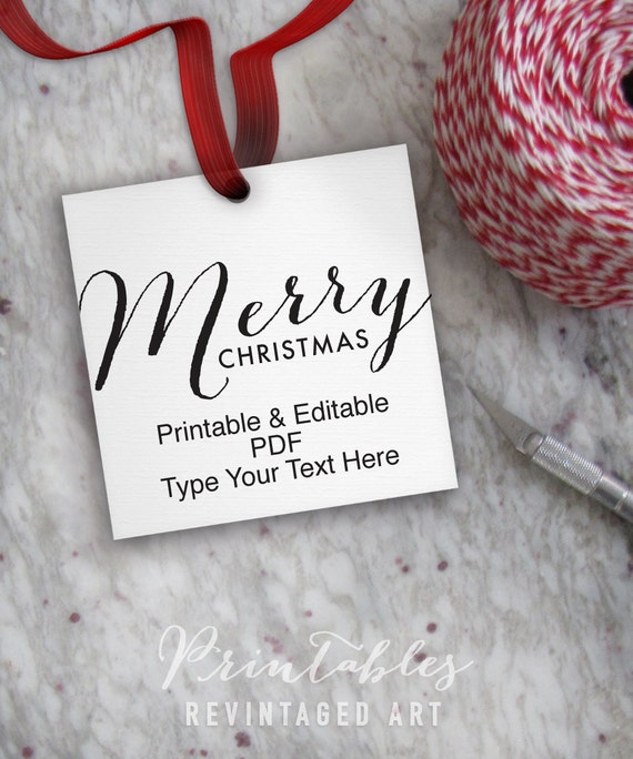 Printable Christmas Tags Editable Merry Christmas Tag Template Diy Digital Pdf 2 Merry Tags Template