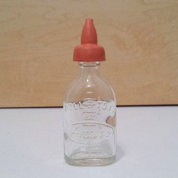 Vintage DollEToys Amsco Glass Doll Baby Bottle with Rubber