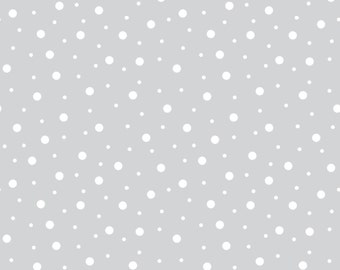 Gray Flannel Fabric, Little One Flannel Too, Maywood Studios MASF8228-KW, Gray & White Flannel Dots, Baby Quilt Fabric, Cotton Flannel