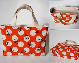 Zipper tote bag, canvas tote bag, zippered tote bag, canvas handbag, dog print, dog lover