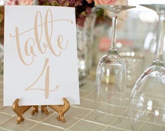1-50 Gold Champagne Wedding Table Numbers ⋆ Printable Wedding Table Numbers ⋆ Wedding Table Decor ⋆ 4x6 Table Number Card ⋆ #KKD105
