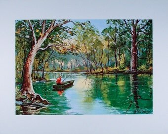 FISHING PRINT, Fisherman Gift, Lake House Decor, Fishing Art, Art Print, Fathers Day Gift, Home Decor, Wall Decor, Fishing Gift, Summer