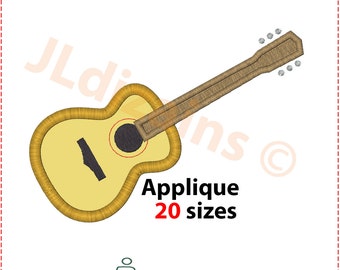 Guitar Applique Design. Guitar embroidery design. Acoustic guitar applique design. Embroidery guitar. Applique. Machine embroidery design