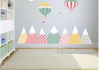 Mountain Wall Decals, Wall Decals Nursery, Baby Wall Decal, Kids Wall Decals, Wall Decal Nursery, Nursery Wall Decal, REMOVABLE and REUSABLE