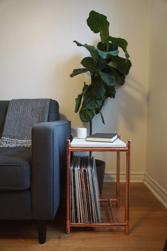 Carrara Marble & Copper End Table 12 x 12 / Side