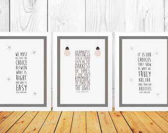Set of Three Dumbledore Quote Prints - Harry Potter Quote Poster -Albus Dumbledore- (Available In Many Sizes)