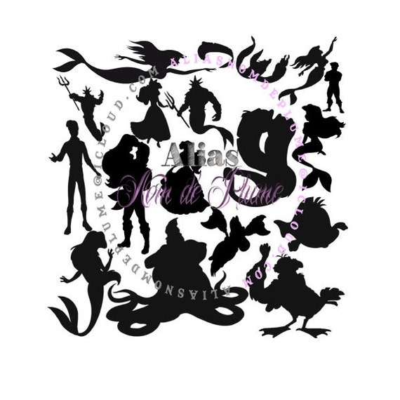 Download Little Mermaid Ariel Inspired Silhouette Set SVG PDF Cutting