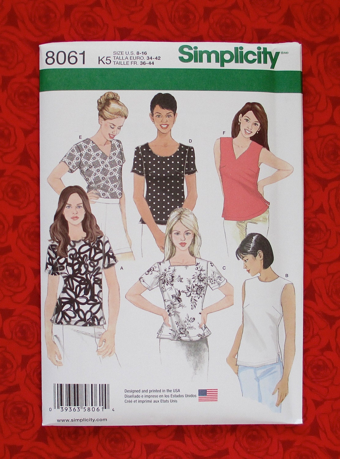 Simplicity Sewing Pattern 8061 Top Blouse by AlicesSewingCorner