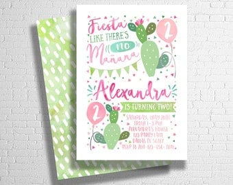 Fiesta Birthday Invitation | Fiesta Invitation | Cactus Invitation | Cinco de Mayo | Fiesta like there's no Mañana | DIGITAL FILE ONLY