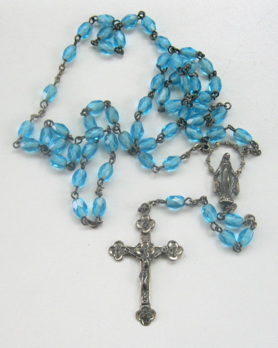 Sterling Crystal Rosary Beads ITALY Vintage by PASTIMEJEWELS