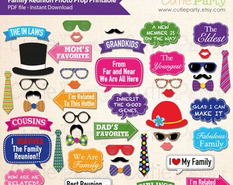 Family Reunion Photo Booth Props, Family Reunion Party Printable, Family Gathering Photo Props