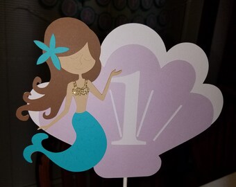 Mermaid cake topper, Little mermaid cake topper, mermaid birthday, mermaid banner, mermaid centerpiece