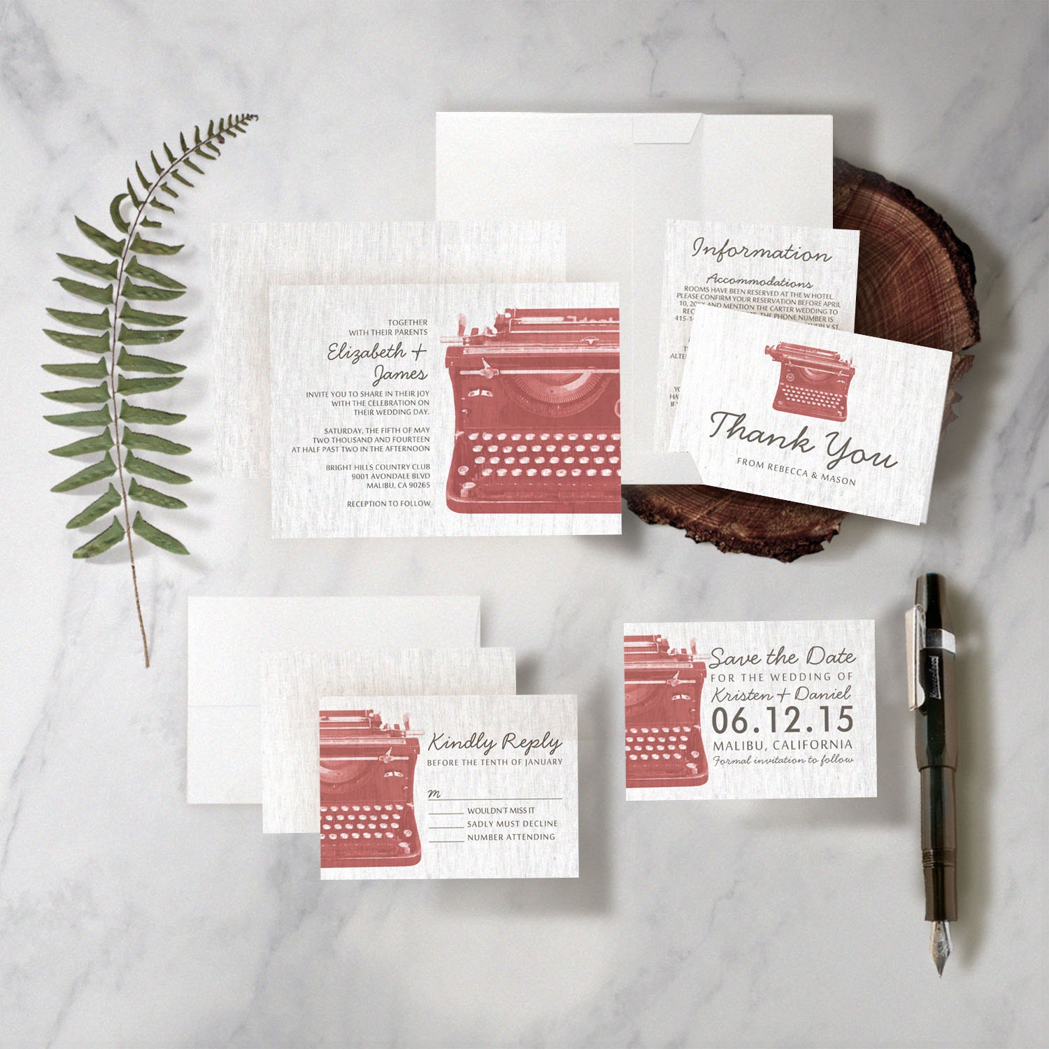 Elegant Typewriter Keys Wedding Invitation by InvitationSnob