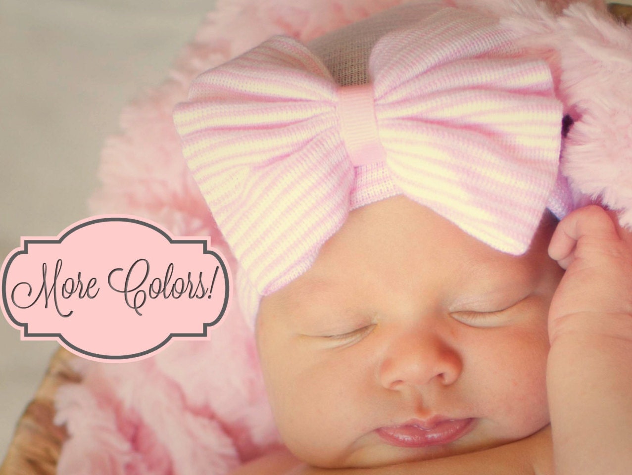 White Newborn Hospital Hat Bow Baby Girl Hospital Hat Beanie