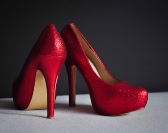 Wedding Shoes Red Glitter Wedding Shoes