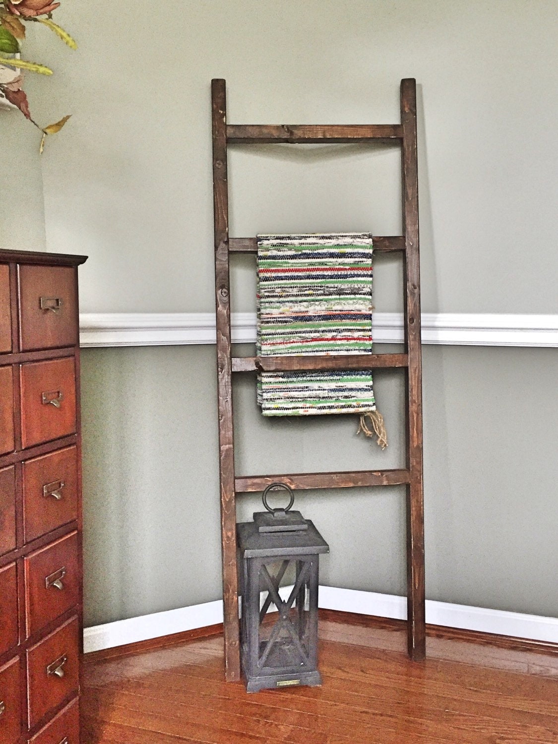 BLANKET LADDER Rustic Brown 5 ft. Ladder Farmhouse