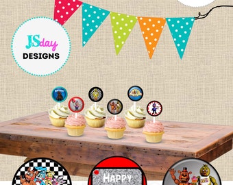 FNaF Cupcake Topper, Five Nights at Freddy's Party Supplies; Birthday Party, Cup Cake Topper; Boy Party; FNaF Invite; Toppers; decoration
