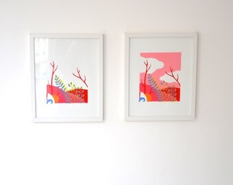 Screen printed poster - silkscreen illustration - small poster - illustration