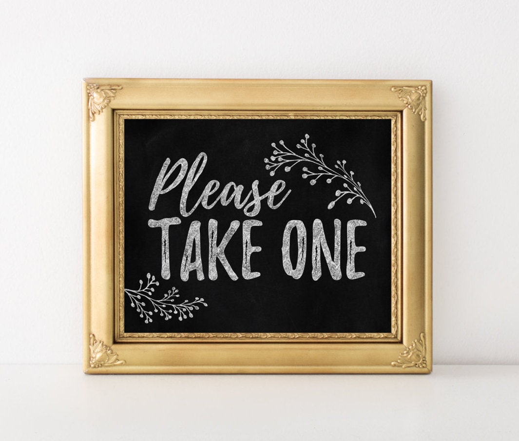 Please take one sign Printable chalkboard wedding favor