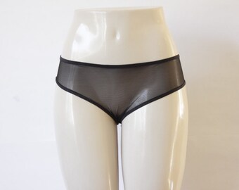 Sheer Black Underwear: Black Panties, Sexy Black Lingerie, Sheer Black Lingerie, Mesh Panties, Mesh Underwear, Low Rise Panties Black Briefs
