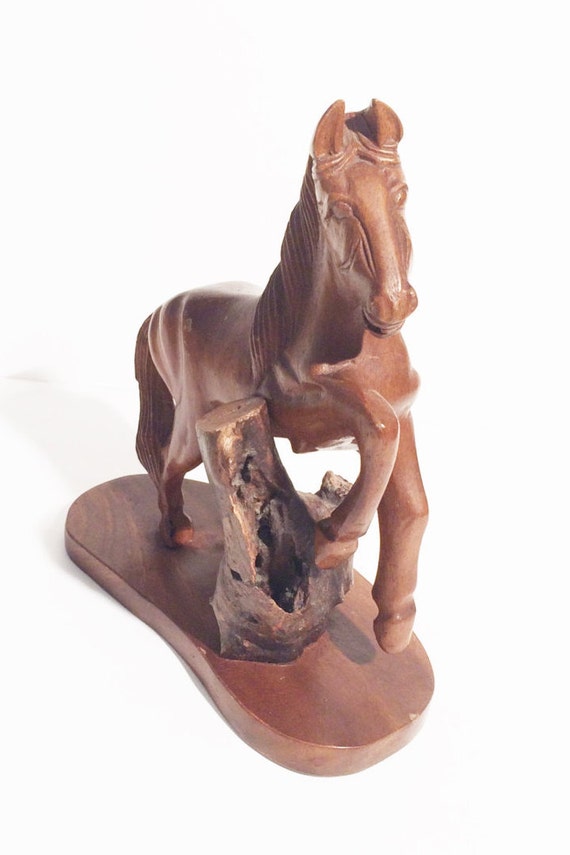 Vintage Horse Wood Carving Horse Sculpture Figurine