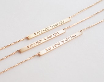 Custom Coordinates Necklace / Latitude Longitude necklace / Location GPS Coordinates / Bridesmaid jewelry - CN04_F4