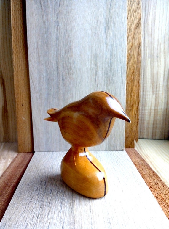 Sparrow Birdie Wooden Bird Figurine Hand Carved By Woodshopbywoody