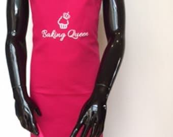 Baking Queen apron, great gift for bakers, baking girl, lady who loves baking, hand printed apron, cup cakes, kids apron, adults apron