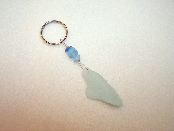 Sea Glass Keychain Sea Foam Beach Glass Unique Key Chains for