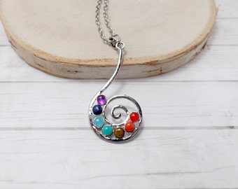 Spiral of Life Chakra Necklace - Seven Chakra Necklace - Yoga Necklace