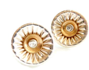 Silver Gold Studs, Corrugated Post Earrings, Versatile Earrings, Silver Jewelry, Handmade Earrings, Bridal Earrings,