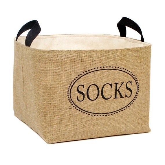 Socks Burlap Laundry Basket