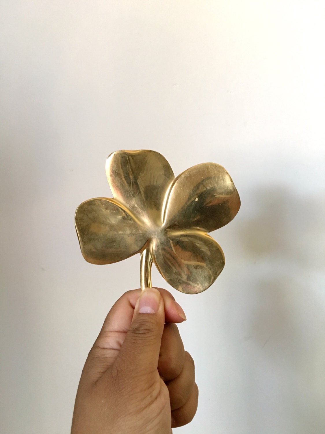 Vintage Gerity Brass Four Leaf Clover with 24k Gold Plating
