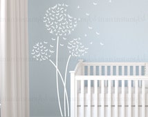 Dragonfly Dandelion Wall Decal Custom Nursery, Children's Room Interior Design Easy Squeegee Application