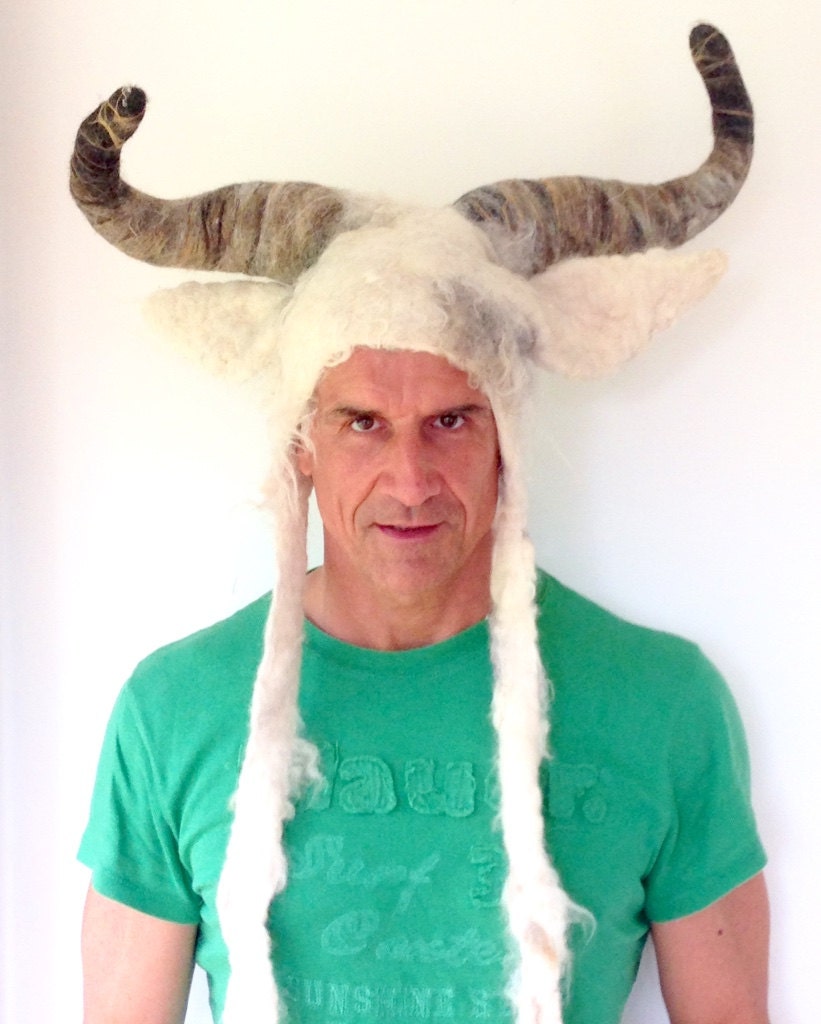 Bull horns pagan Taurus animal costume headdress white
